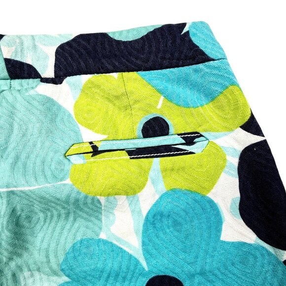 Lilly Pulitzer Big Floral Print Ankle Pants Lime Green/Turquoise 28" x 28" - Picture 8 of 9